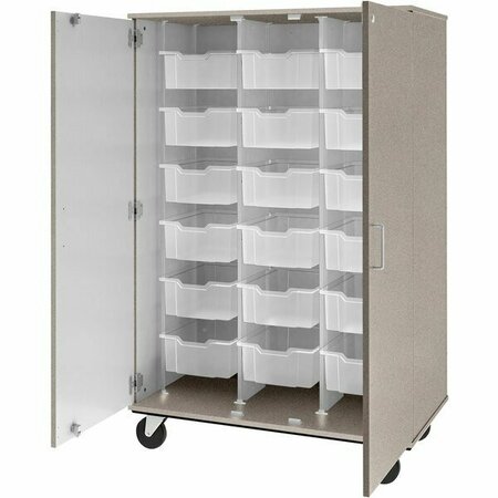I.D. SYSTEMS 67'' Tall Grey Nebula Mobile Storage Cabinet with 18 6'' Bins 80249F67059 538249F67059